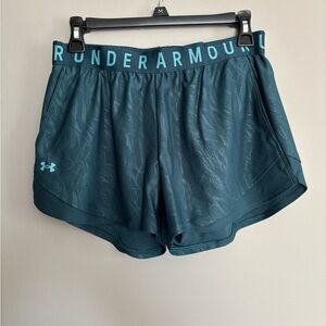 Under Armour Teal Embossed Play Up Athletic Shorts